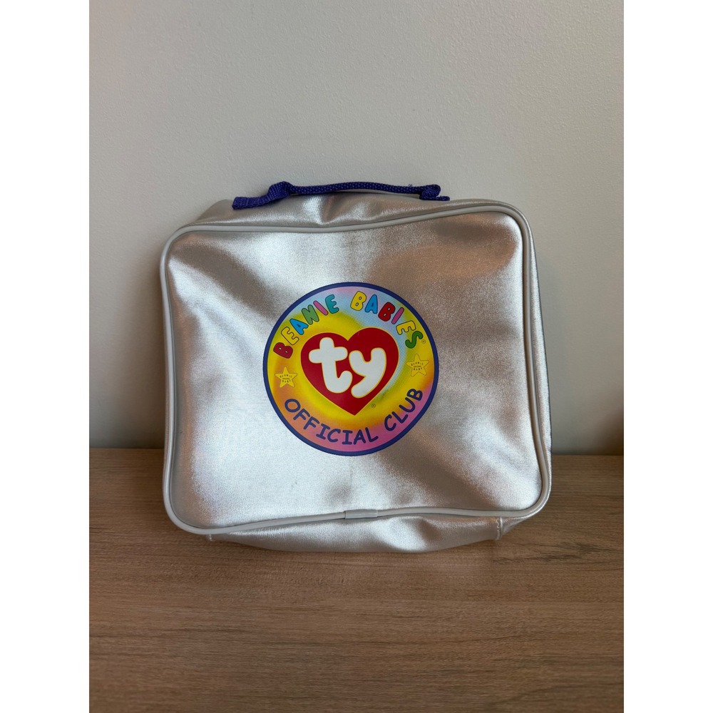 Vintage Ty Beanie Babies Official Club Silver Metallic PVC Collector Case Bag